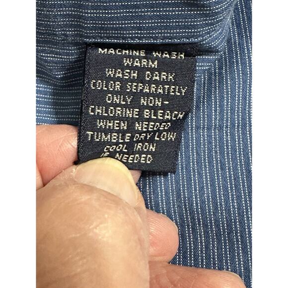 Dockers Men’s Button Down Shirt size XXL Blue Striped Long Sleeve Casual Dressy - Picture 7 of 11